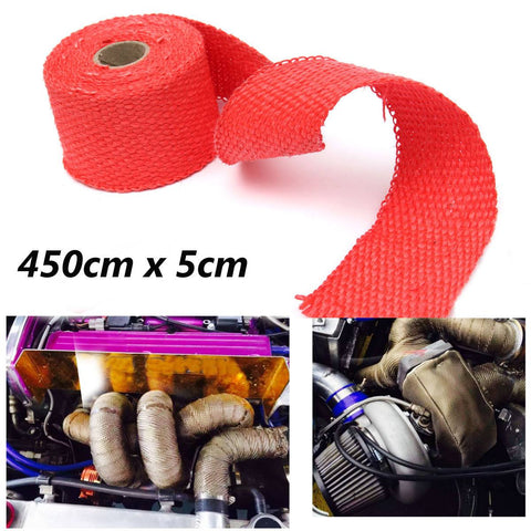 4.5mx5cmx4mm Motorcycles Exhaust Header Pipe Wrap Shields Turbo Heat Manifold Header Insulation Red