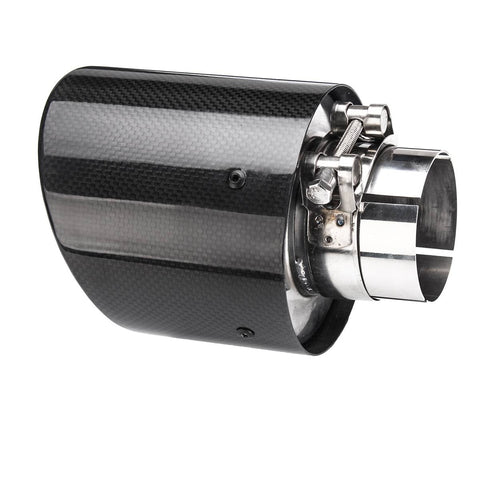 2.5inch 63mm-In 114mm-Out Glossy Carbon Fiber Car Exhaust Tip Pipe Muffler Universal