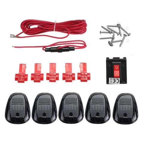 5pcs Smoked LED Roof Top Truck SUV Cab Marker Running Clearance Light Set WHITE