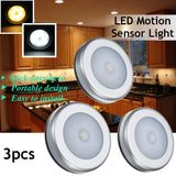 3pcs Wireless Night Light PIR Motion Auto Sensor Wall Lamp Smart Motion Sensing 6 LED Lamp Light Battery Operated