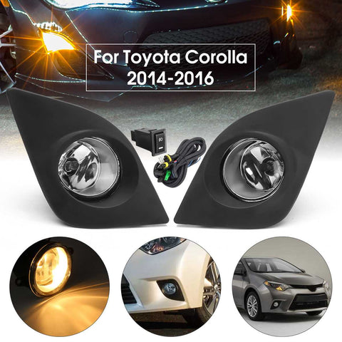 2PCS For Toyota Corolla 2014 2015 #21220-02160  81210-20160 Car Bumper Fog Driving Lights w/H16 or H11 Bulbs and Switch Harness
